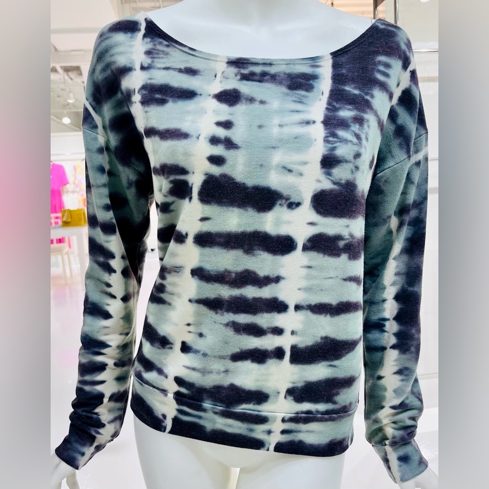 Hard Tail purple and green tie dye backless sweatshirt sz small great condition